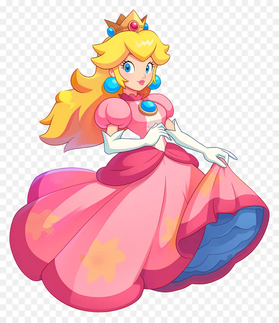 Princesse Pêche，Princesse En Robe Rose PNG