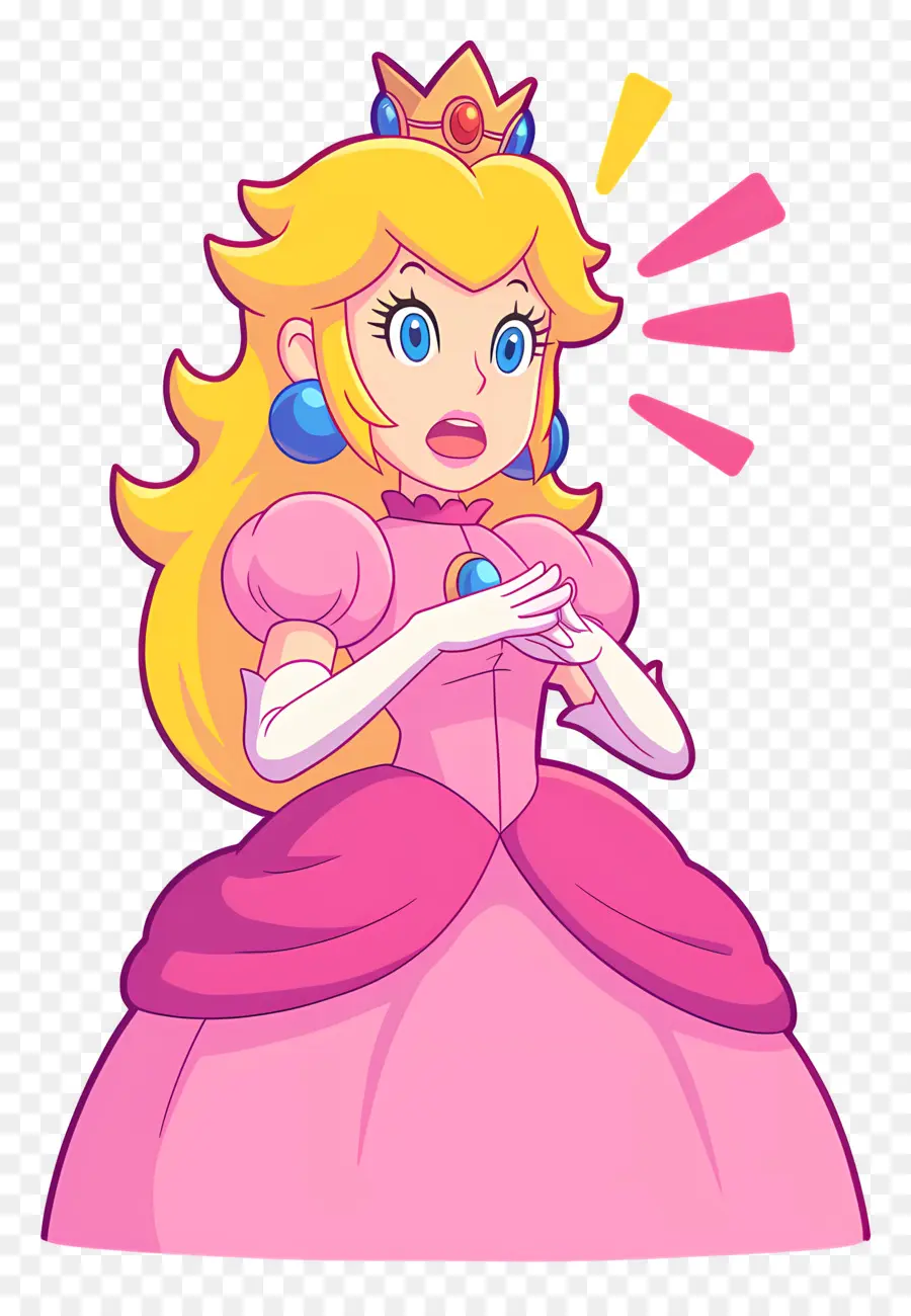 Princesse Pêche，Princesse En Robe Rose PNG