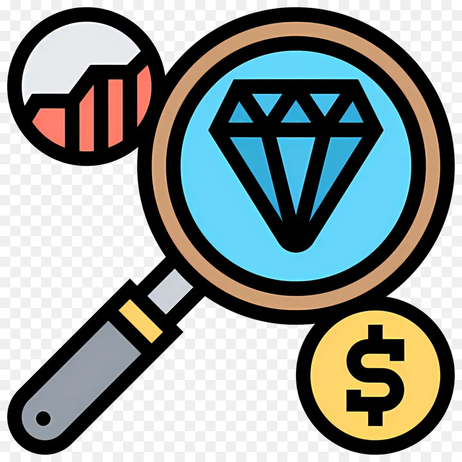 Recherche En Investissement，Loupe Avec Diamant PNG