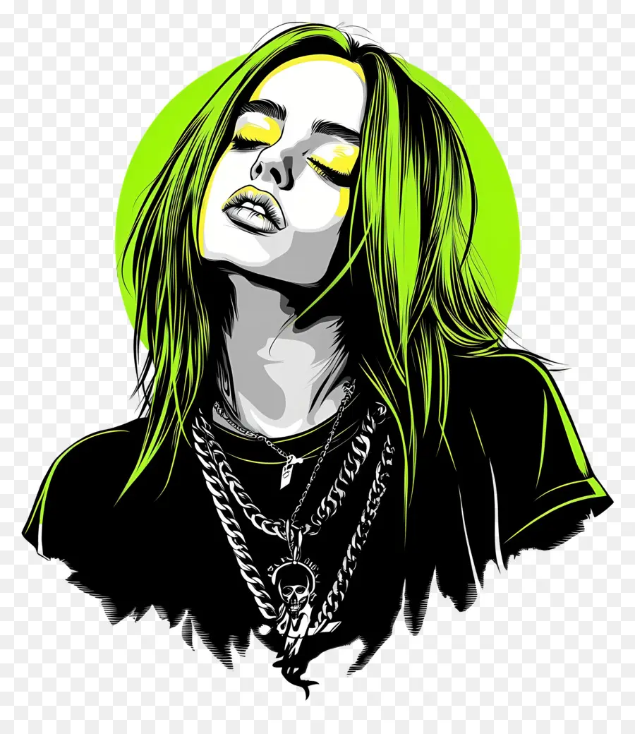 Billie Eilish，Illustration Colorée PNG