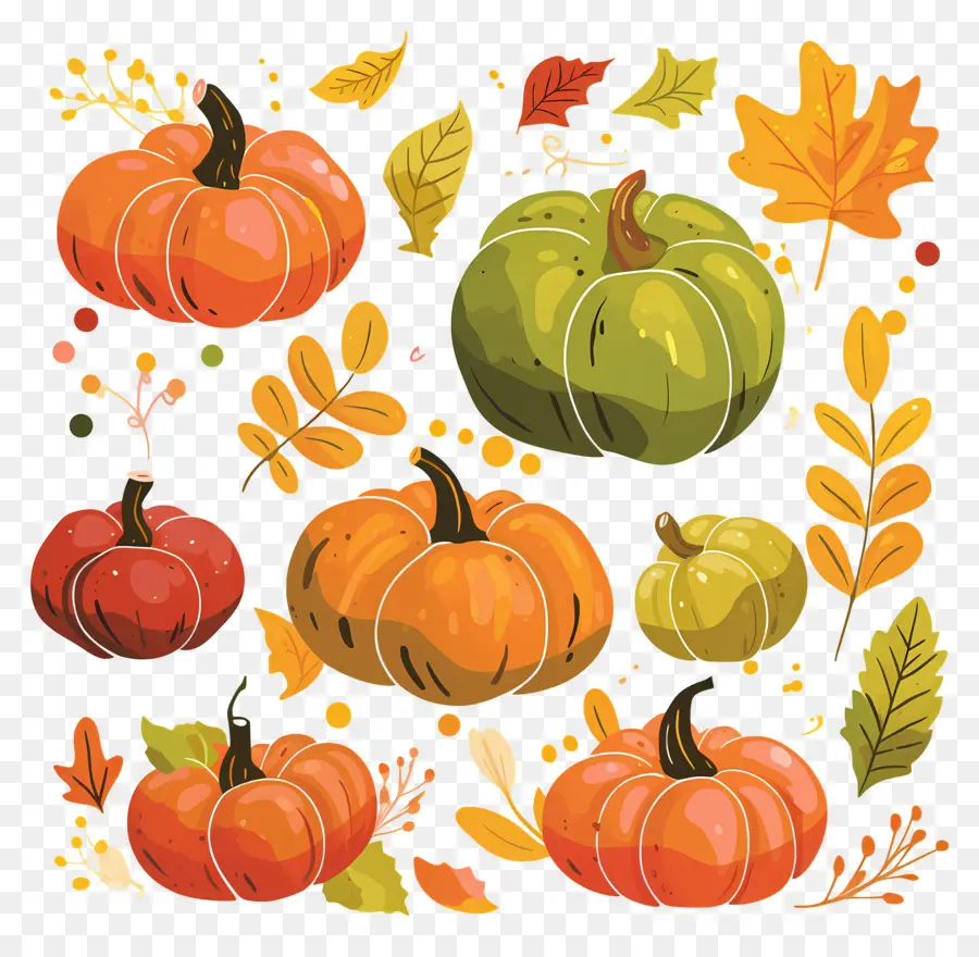 Citrouilles De Thanksgiving，Récolte D'automne PNG