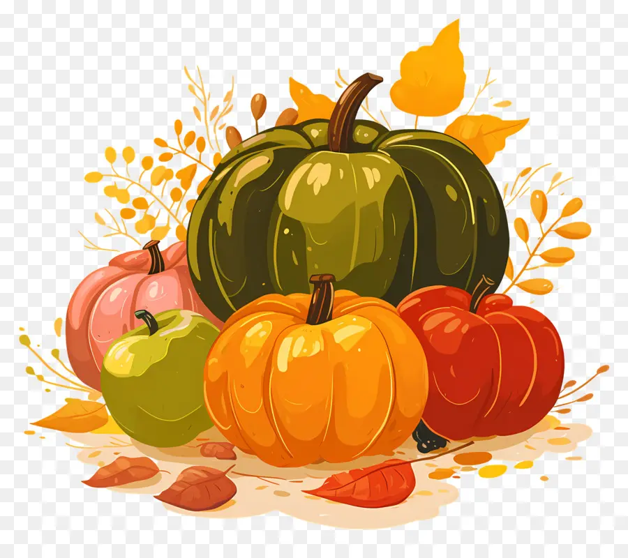 Citrouilles De Thanksgiving，Récolte D'automne PNG