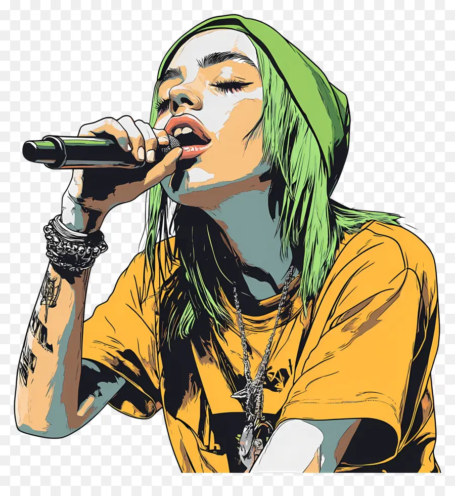 Billie Eilish，Chanteur Avec Microphone PNG