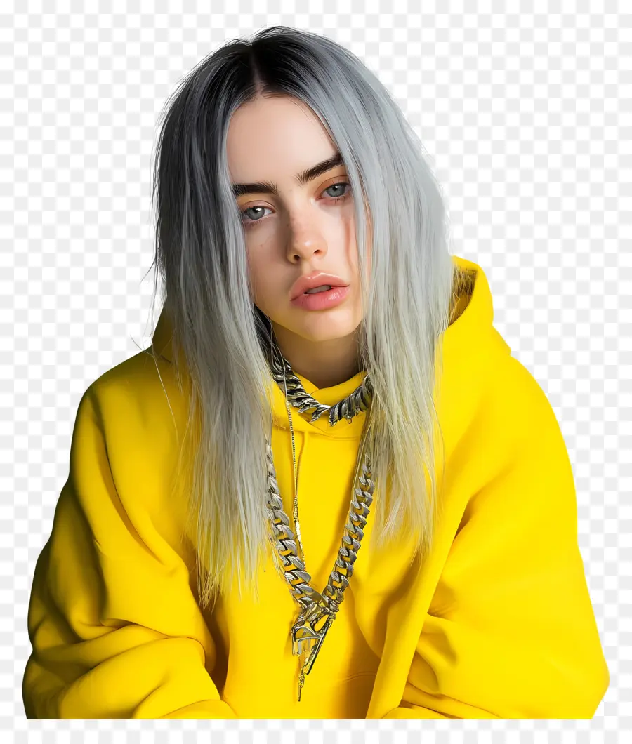 Billie Eilish，Personne En Sweat à Capuche Jaune PNG