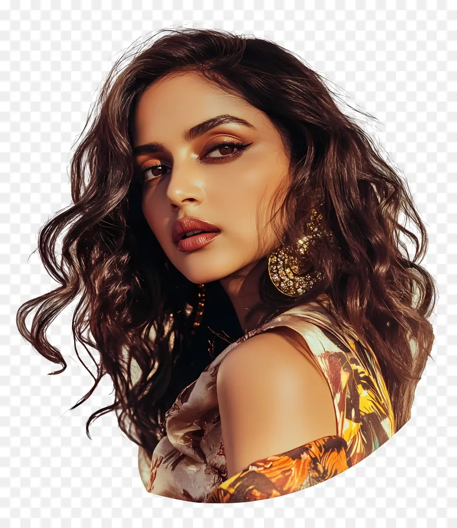 Deepika Padukone，Femme élégante Aux Cheveux Bouclés PNG