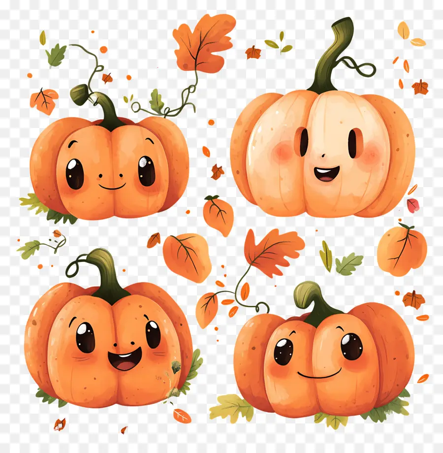 Citrouilles Mignonnes，Souriant PNG