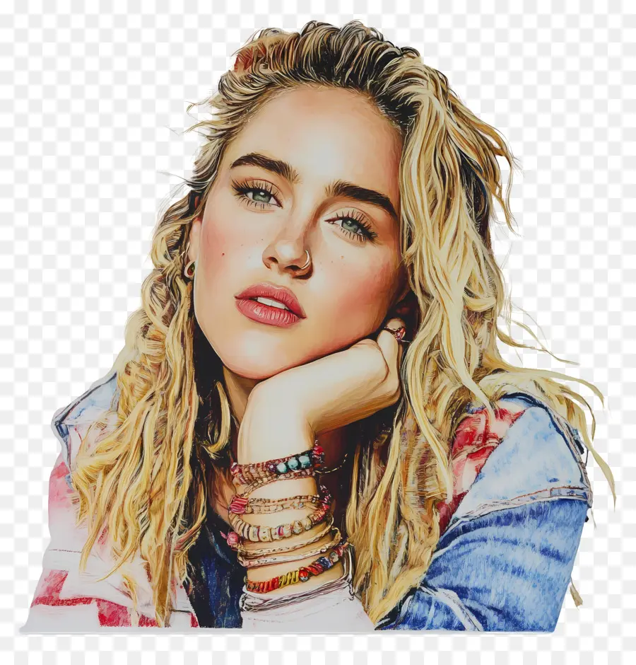 Miley Cyrus，Portrait De Femme Blonde PNG