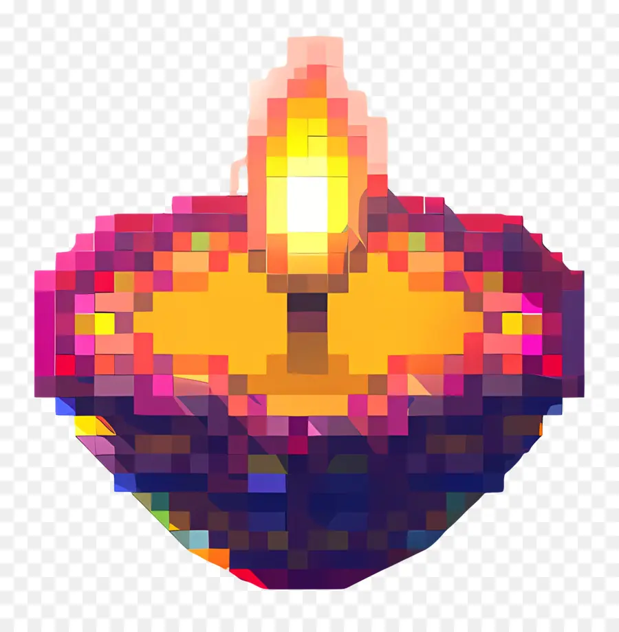 Pixel Diwali Diya，Diya Pixélisée PNG