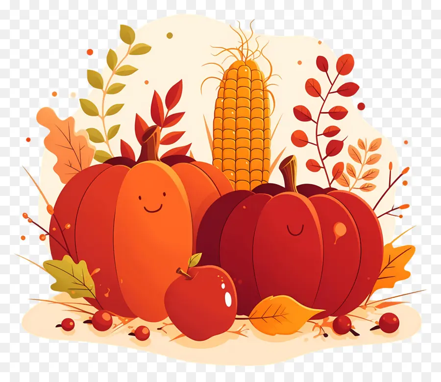 Citrouilles De Thanksgiving，Récolte D'automne PNG