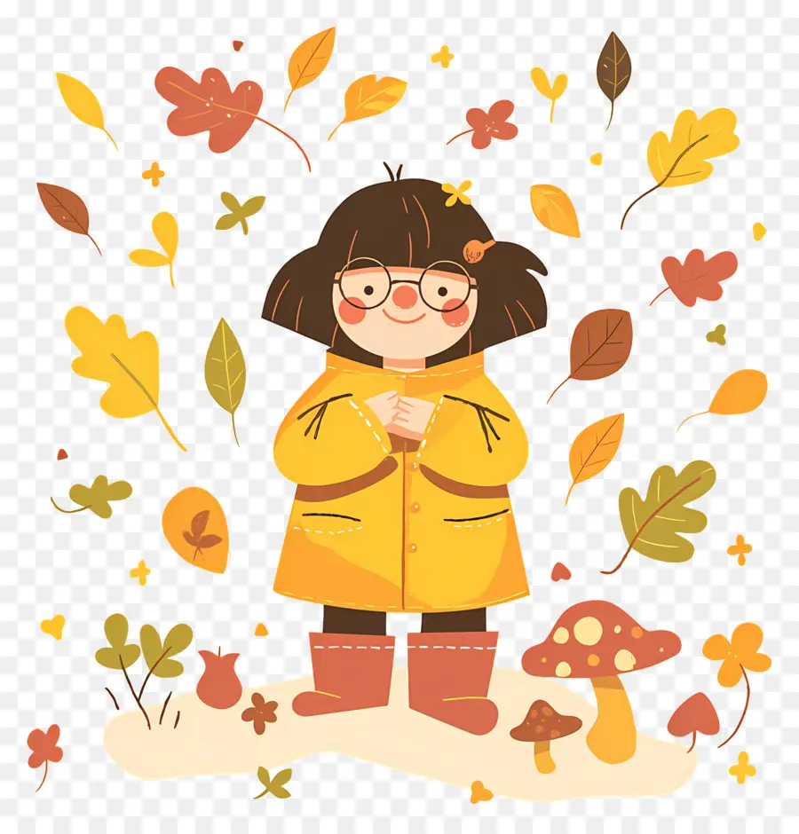 Fond D'automne，Fille En Automne PNG