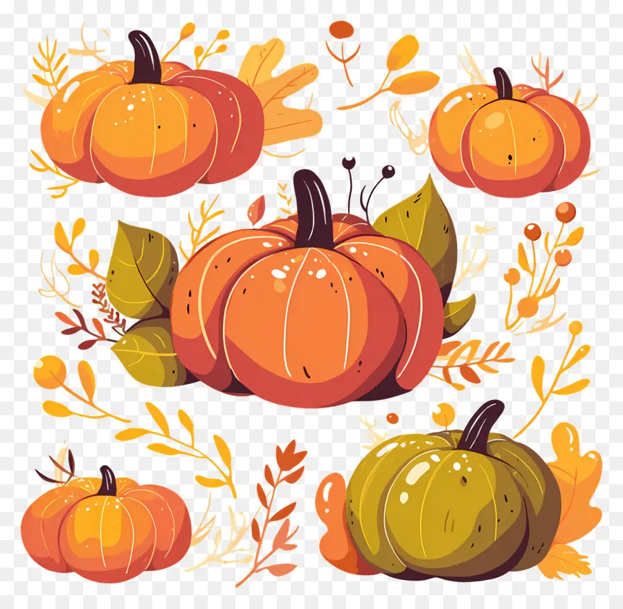 Citrouilles De Thanksgiving，Décorations D'automne PNG