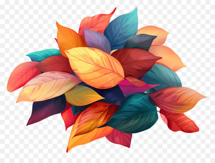 Tas De Feuilles D'automne，Feuilles Colorées PNG