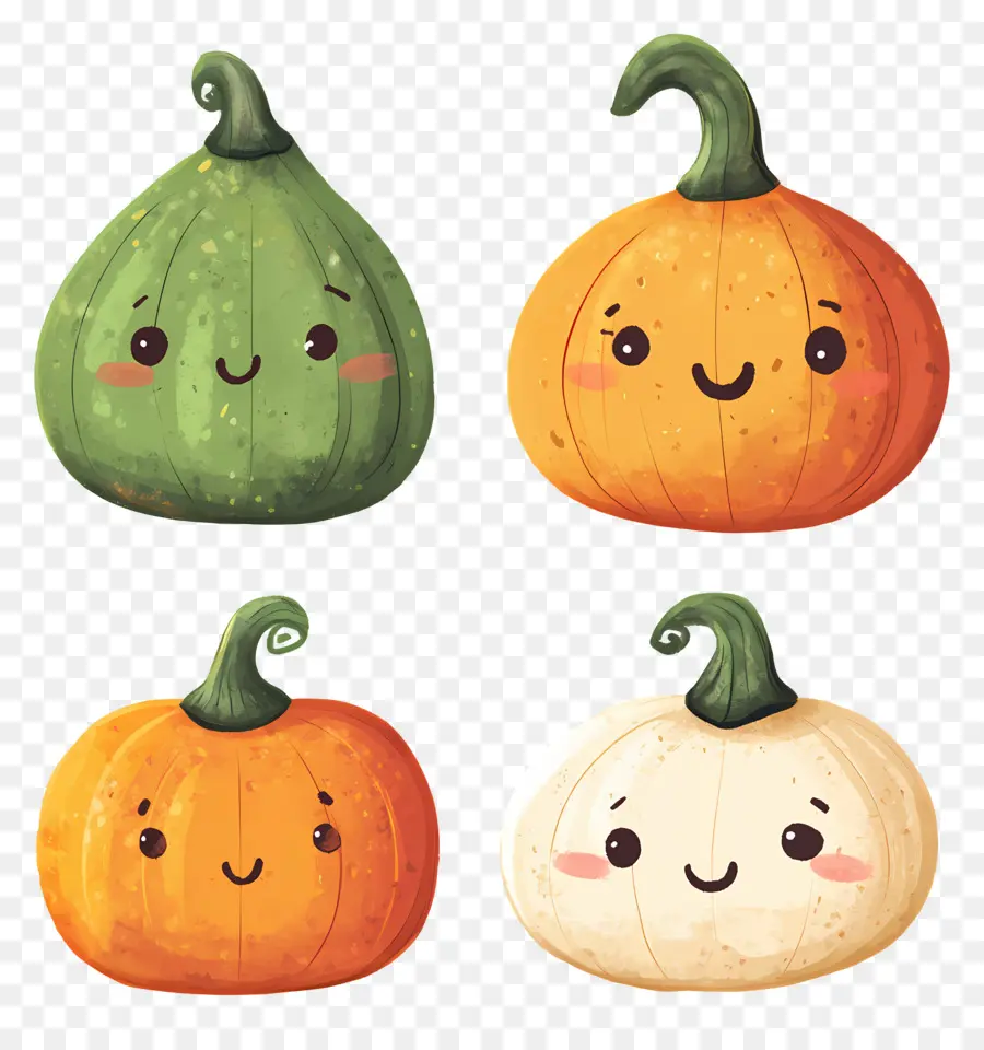 Citrouilles Mignonnes，Souriant PNG