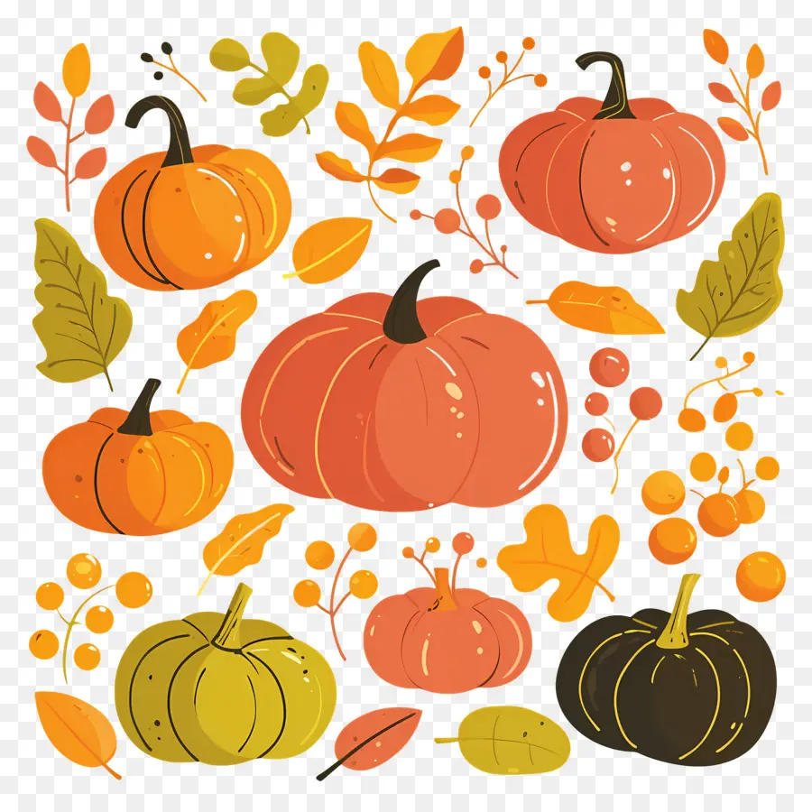 Citrouilles De Thanksgiving，Décorations D'automne PNG