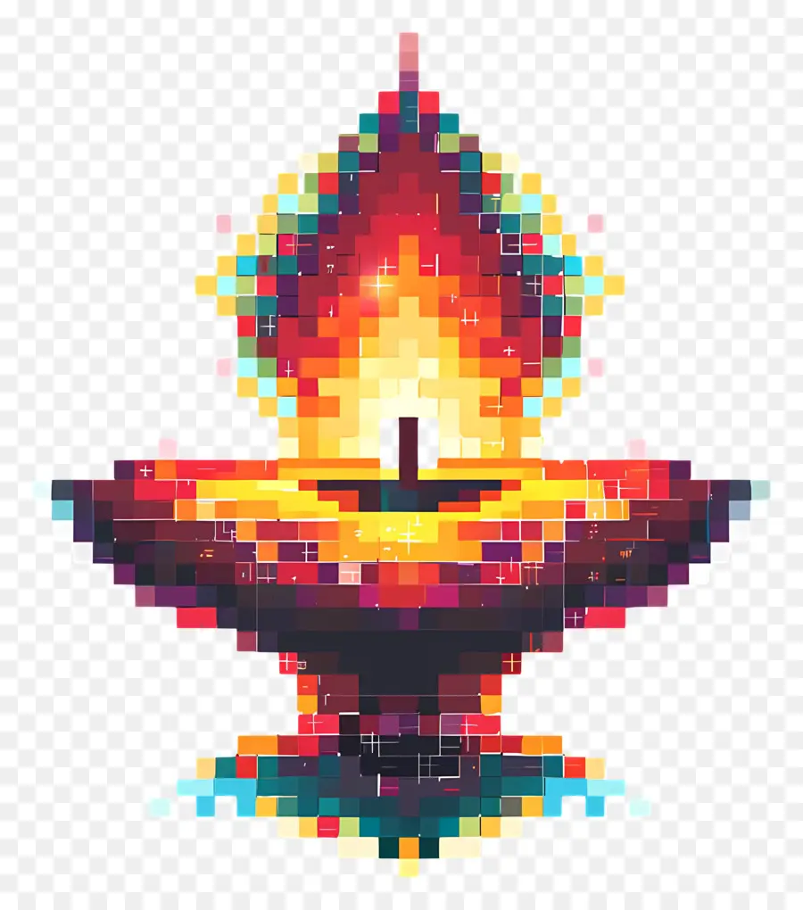 Pixel Diwali Diya，Bougie Pixel PNG