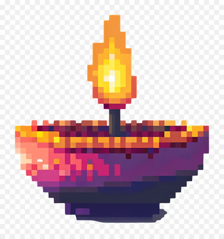 Pixel Diwali Diya，Diya Pixélisée PNG