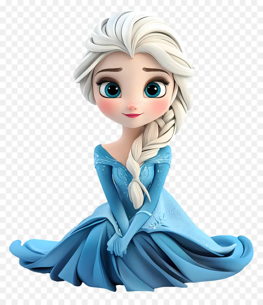 Princesse Elsa，Personnage Animé En Robe Bleue PNG