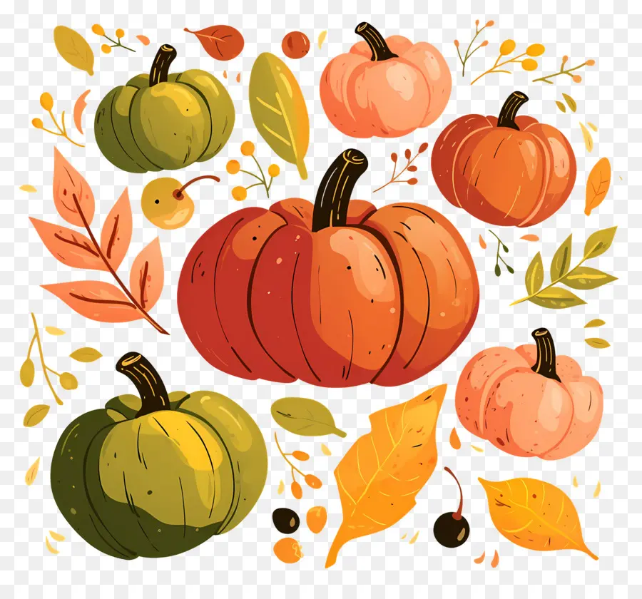 Citrouilles De Thanksgiving，Récolte D'automne PNG