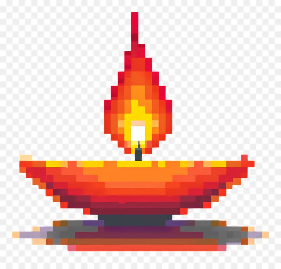 Pixel Diwali Diya，Diya Pixélisée PNG