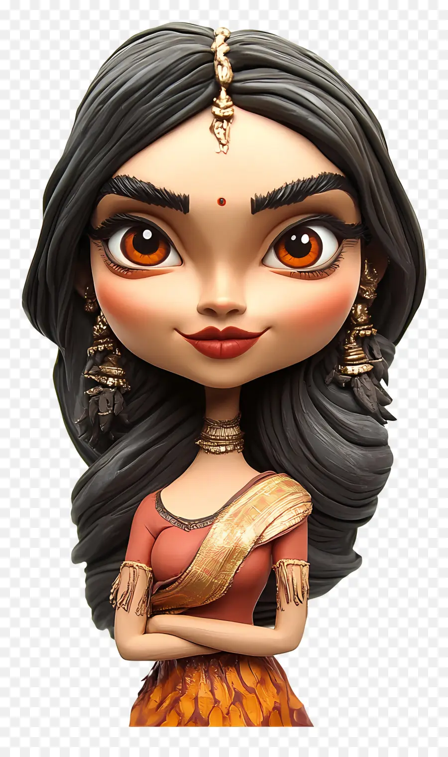 Deepika Padukone，Personnage Chibi En Costume Traditionnel PNG