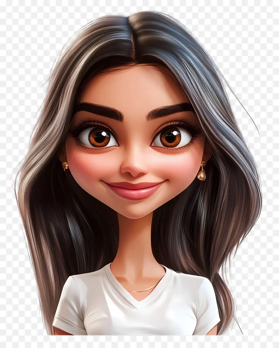 Deepika Padukone，Personnage Chibi Aux Cheveux Longs PNG