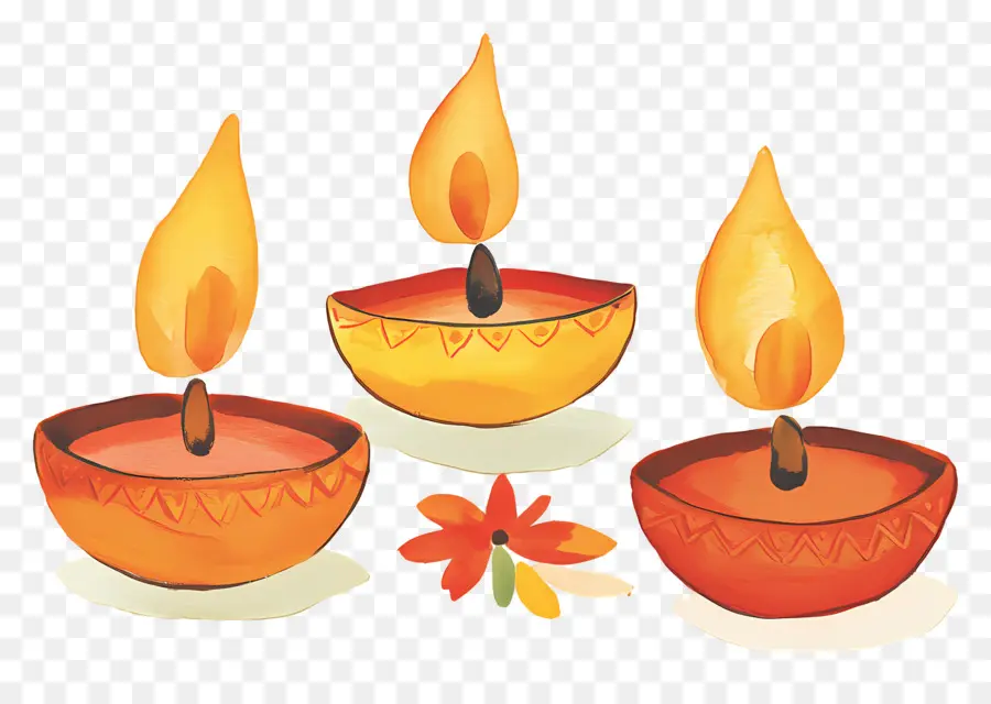 Lampes à Huile Diwali，Bougies PNG