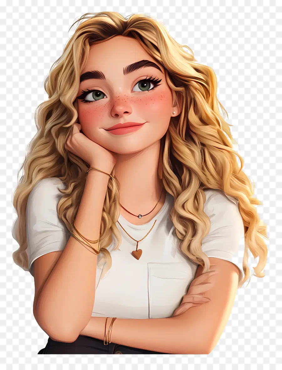 Sabrina Charpentier，Fille De Dessin Animé Avec Des Boucles D'oreilles PNG