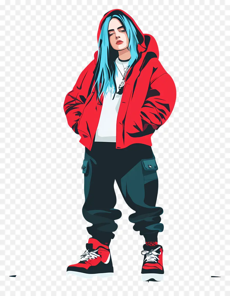 Billie Eilish，Personnage De La Veste Rouge PNG