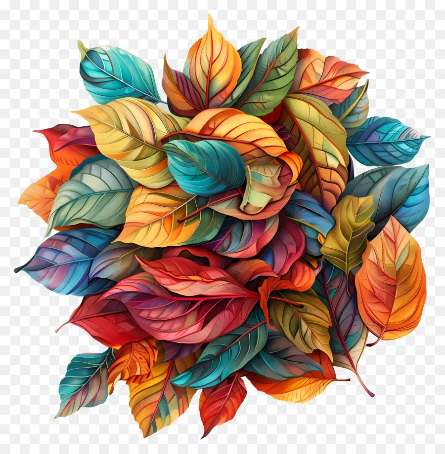 Tas De Feuilles D'automne，Feuilles Colorées PNG