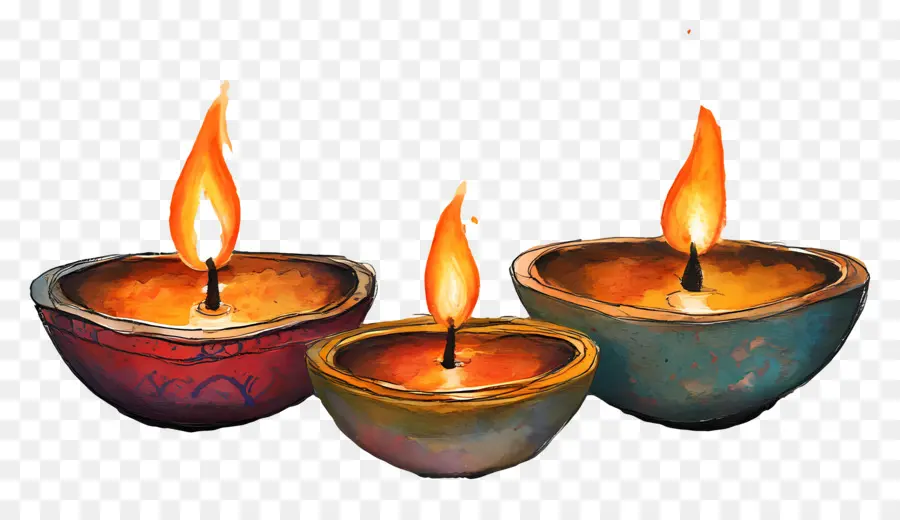 Lampes à Huile Diwali，Bougies PNG