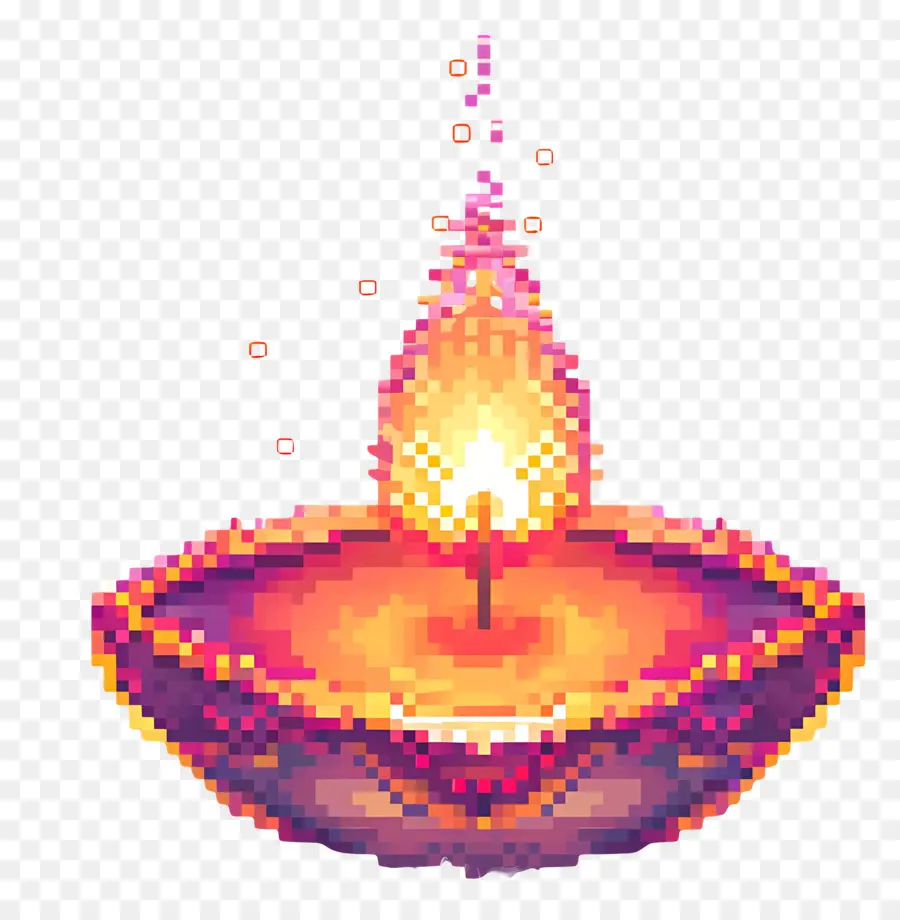 Pixel Diwali Diya，Bougie Pixel PNG