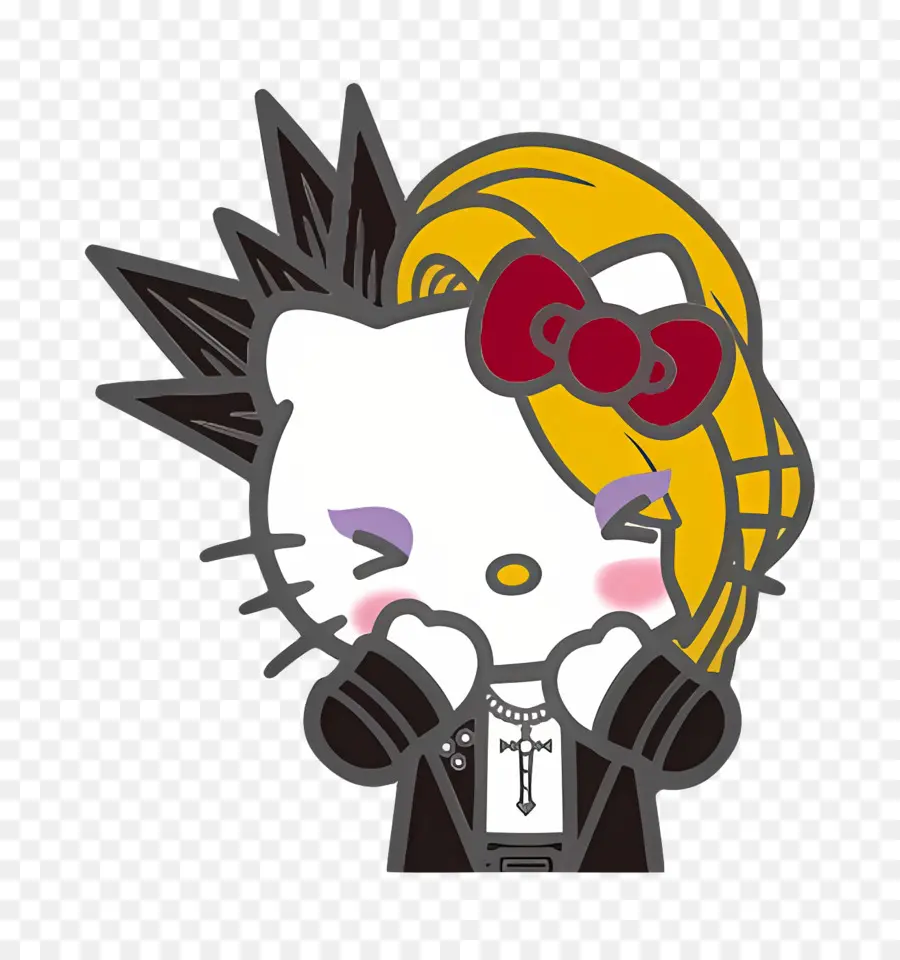 Yoshikitty，Hello Kitty Avec Une Coiffure Punk PNG