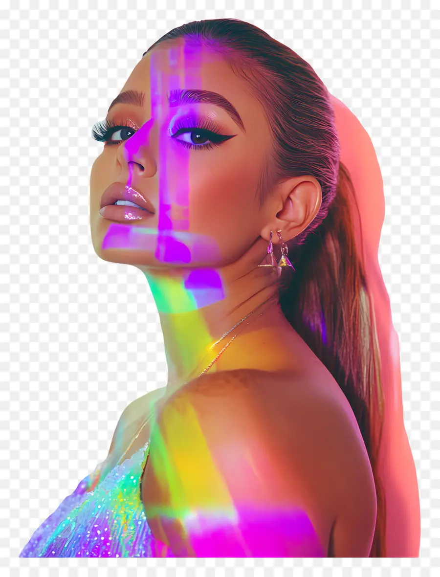 Ariana Grande，Portrait Coloré PNG