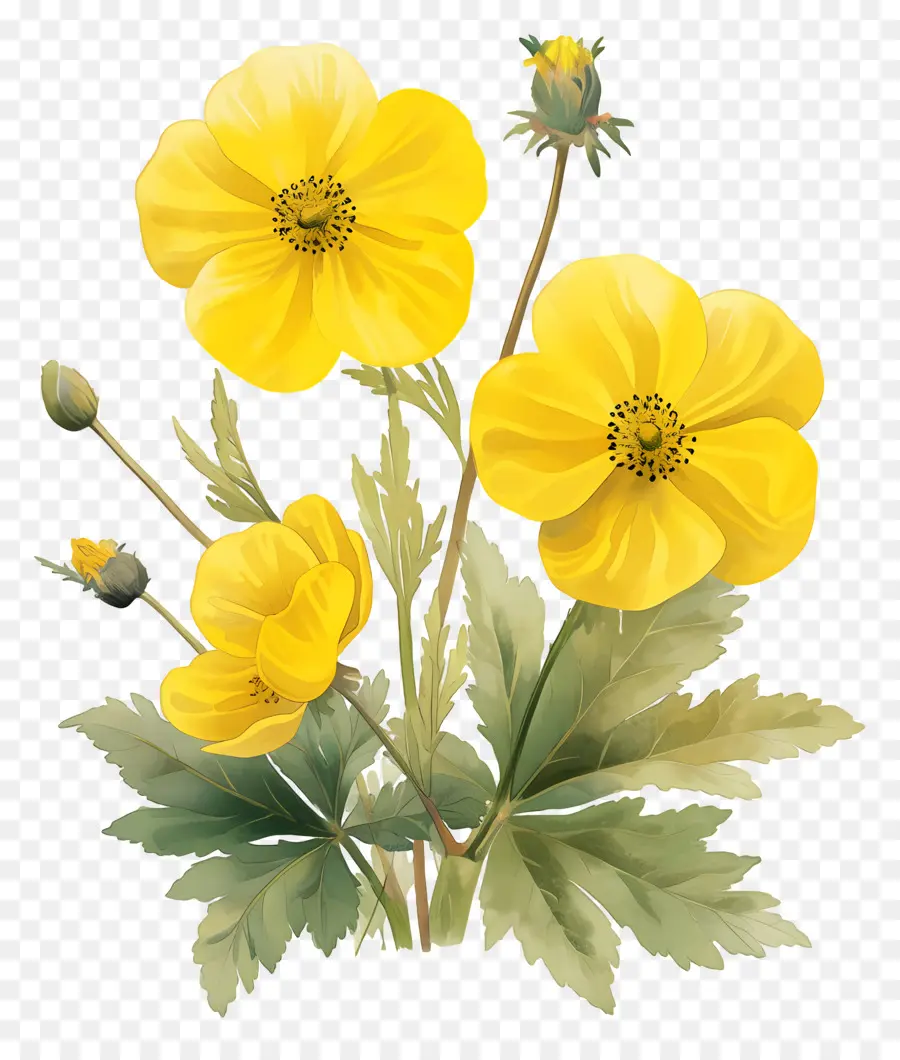 Fleur De Primevère，Coquelicots Jaunes PNG