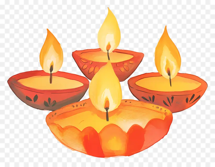 Lampes à Huile Diwali，Bougies PNG