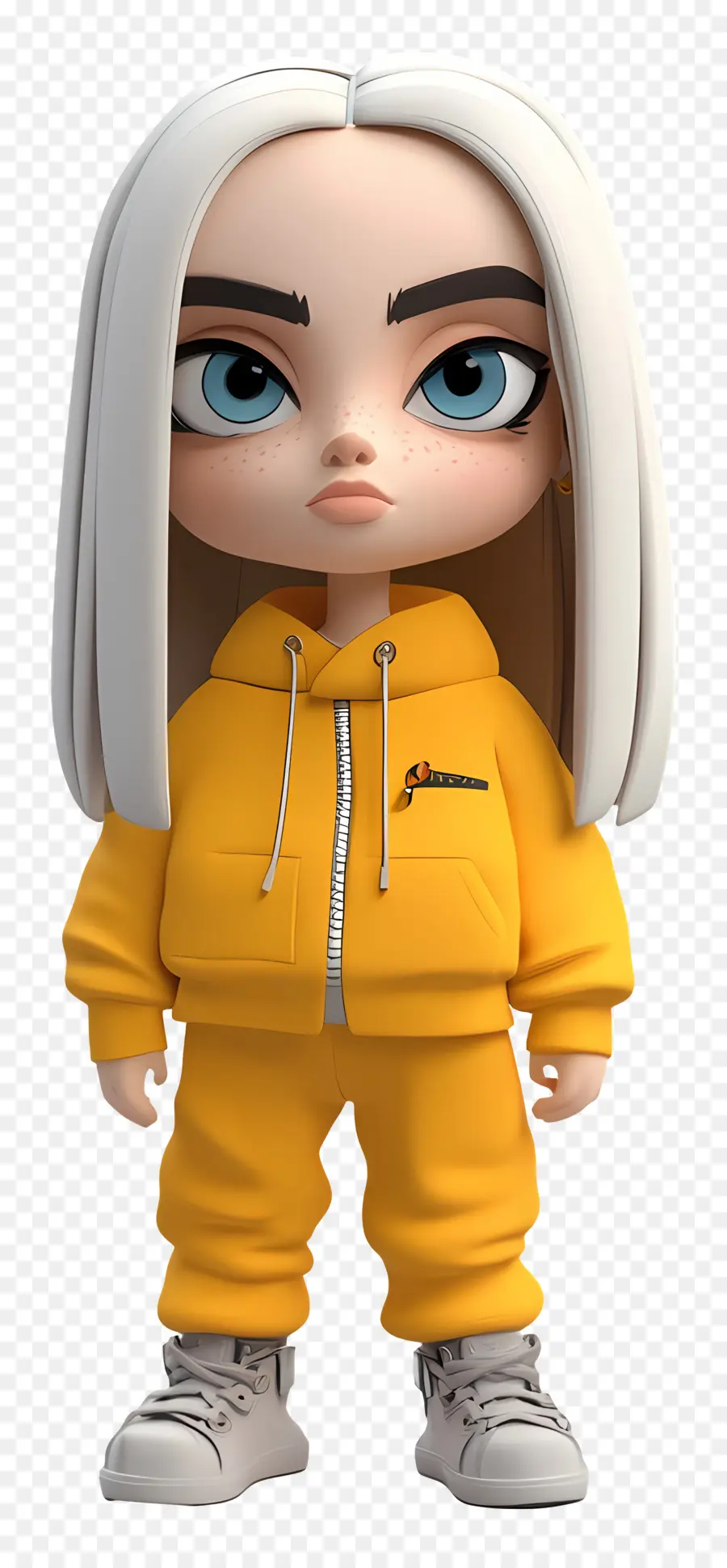 Billie Eilish，Personnage 3d En Tenue Jaune PNG