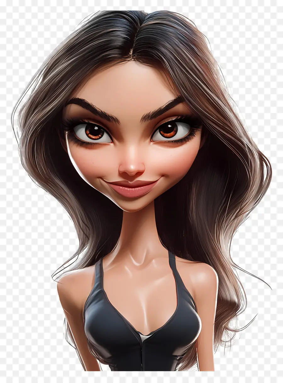 Deepika Padukone，Personnage Chibi Aux Cheveux Longs PNG