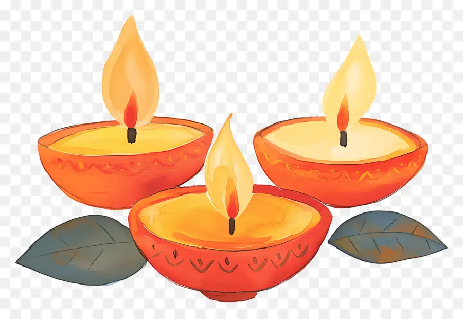 Lampes à Huile Diwali，Bougies PNG