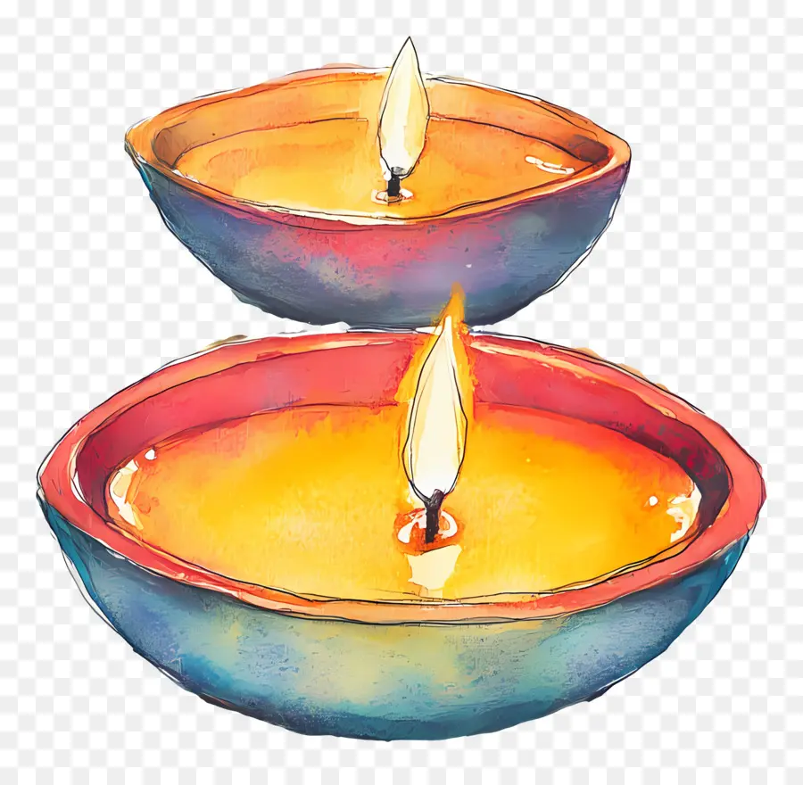 Lampes à Huile Diwali，Bougies PNG