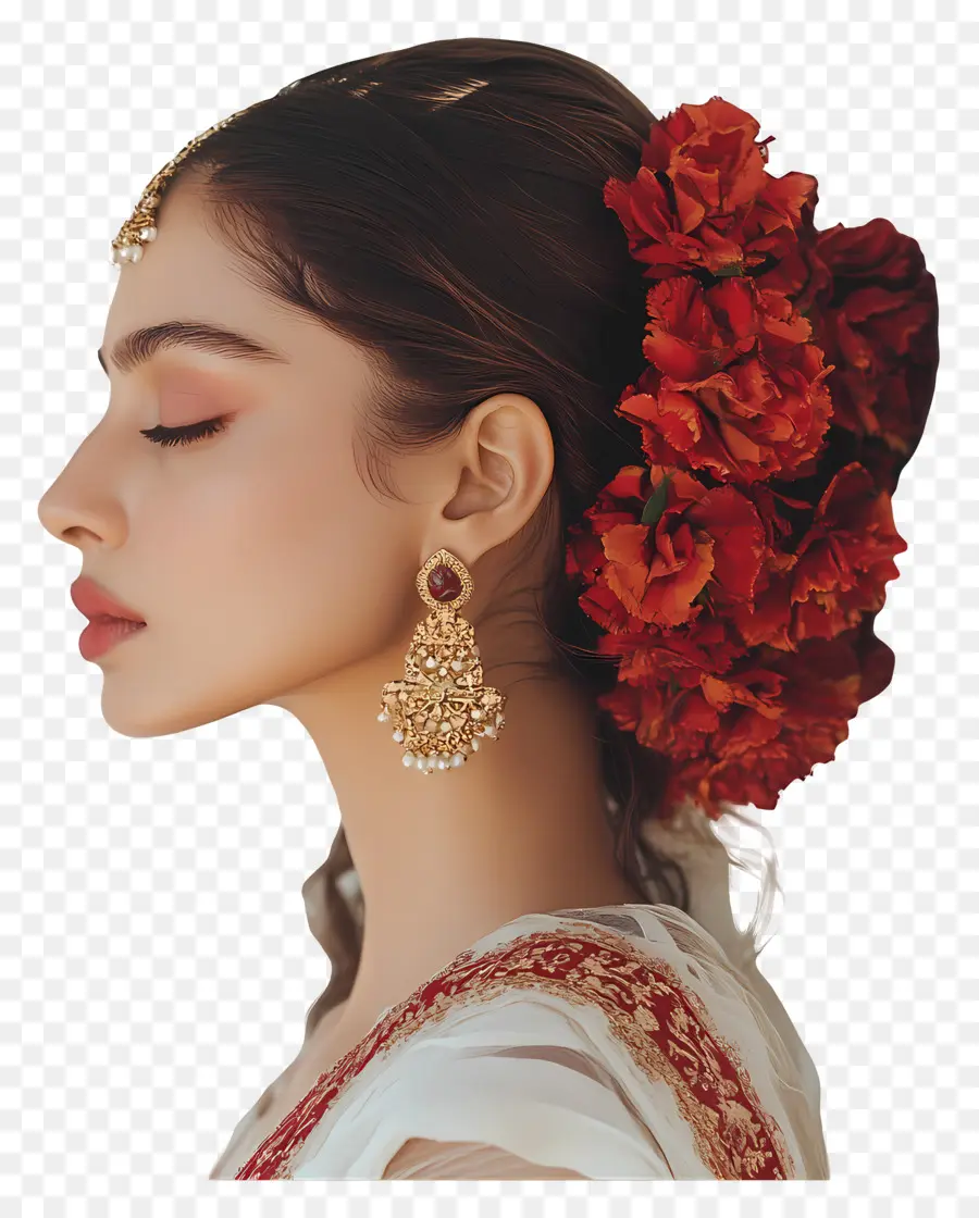 Deepika Padukone，Femme Aux Fleurs Rouges PNG