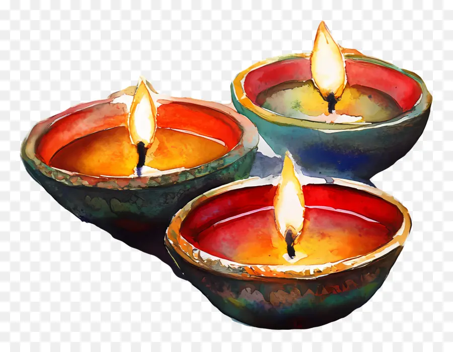 Lampes à Huile Diwali，Bougies PNG