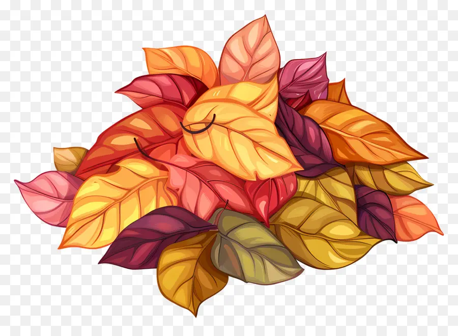 Tas De Feuilles D'automne，Feuilles Colorées PNG