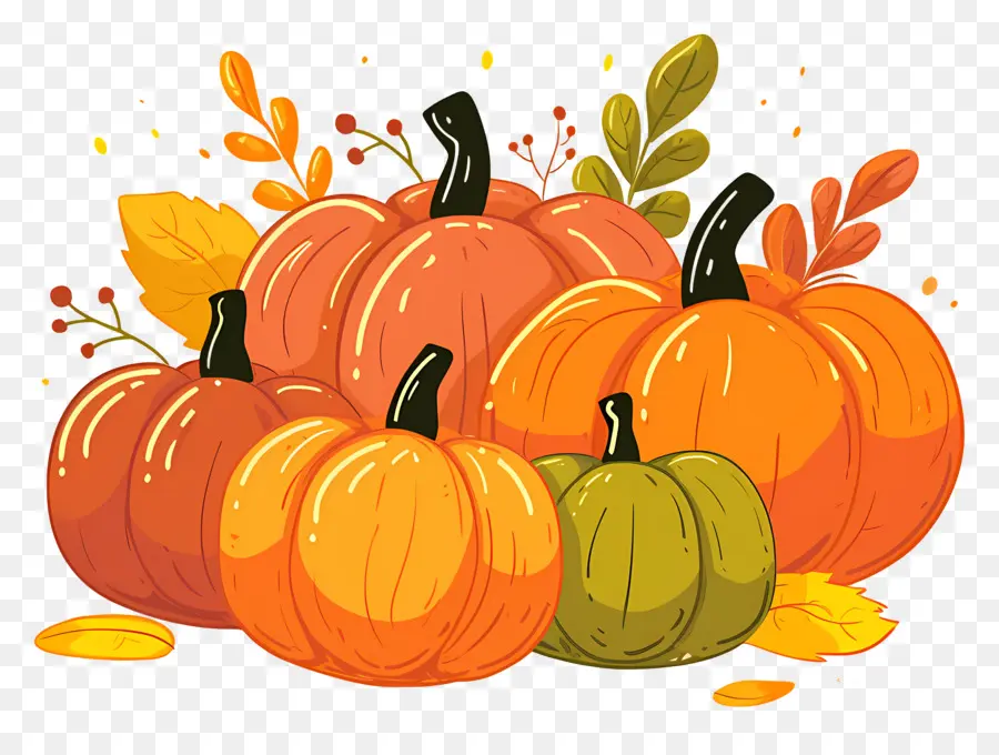 Citrouilles De Thanksgiving，Récolte D'automne PNG