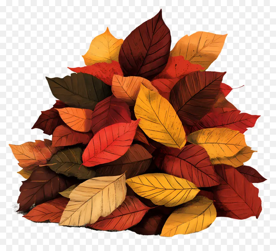 Tas De Feuilles D'automne，Feuilles Colorées PNG