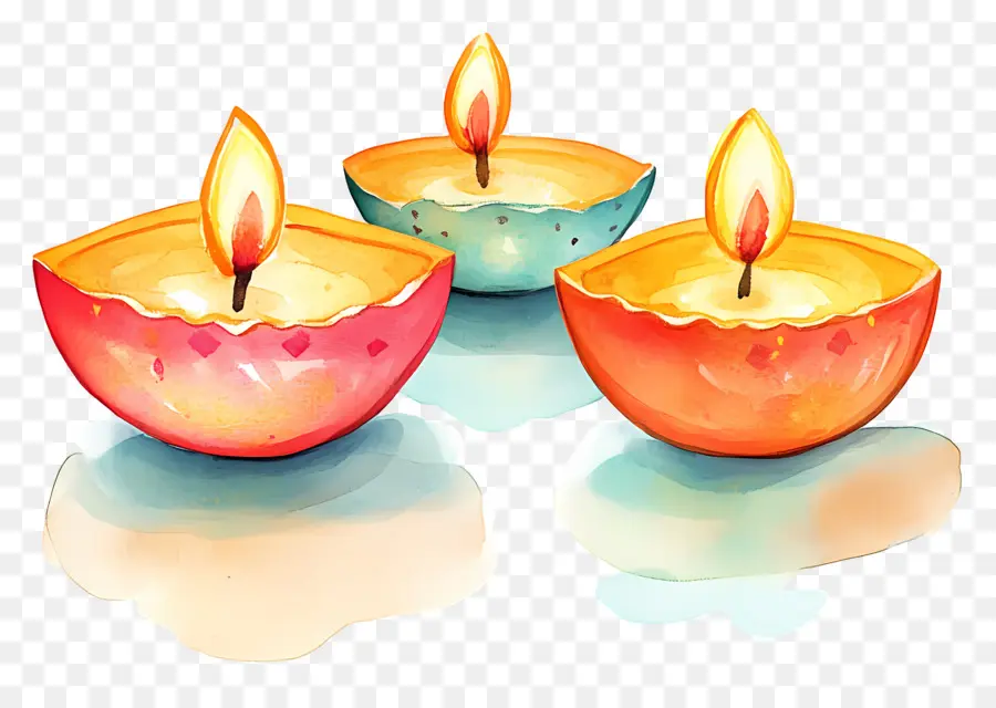 Lampes à Huile Diwali，Bougies PNG