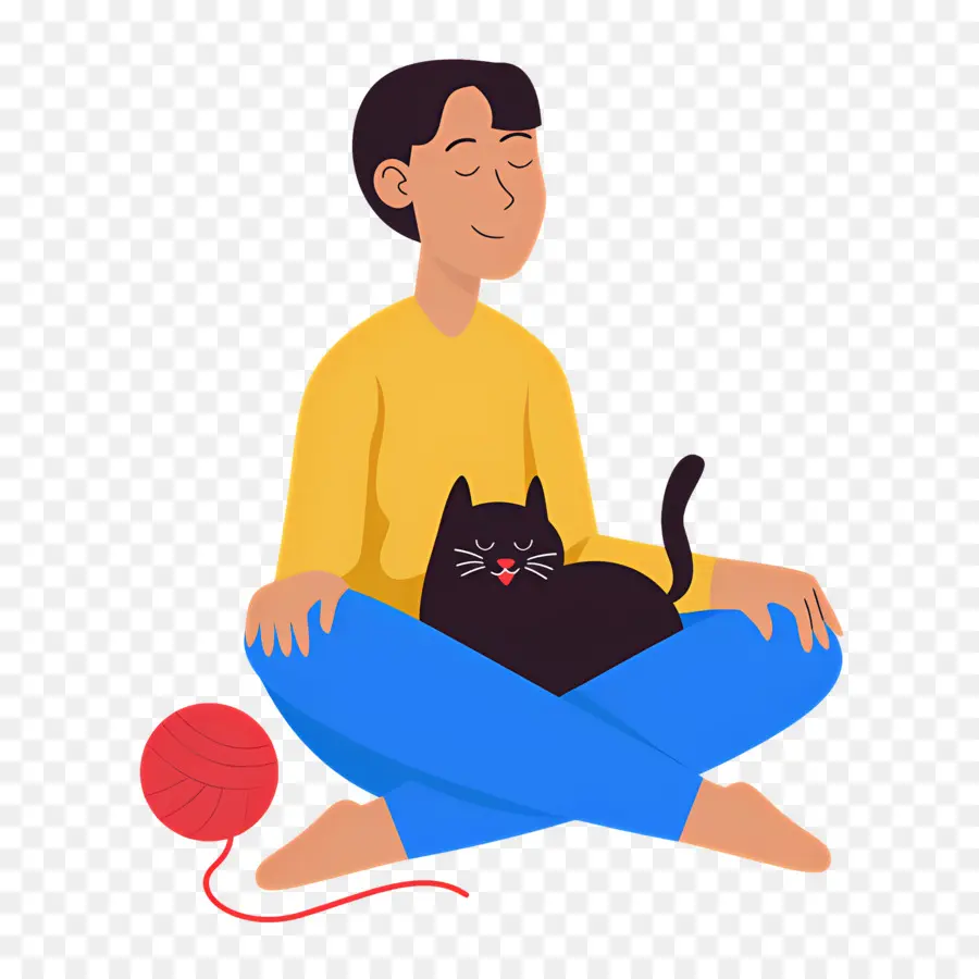 Méditation，Personne Méditant Avec Chat PNG