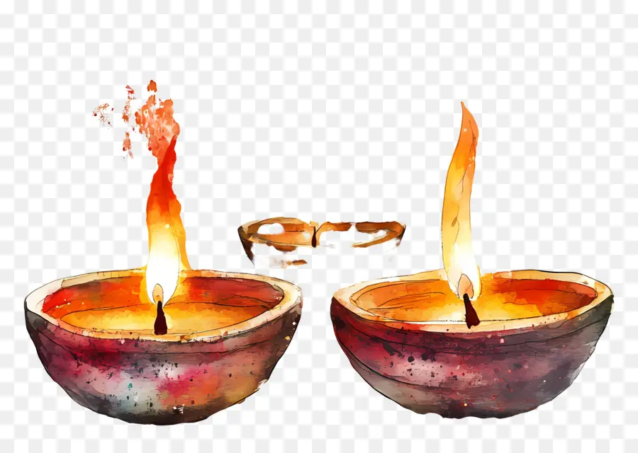 Lampes à Huile Diwali，Bougies PNG