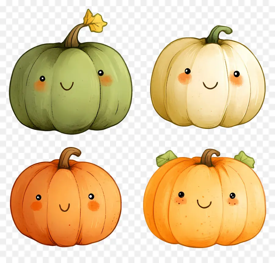 Citrouilles Mignonnes，Souriant PNG