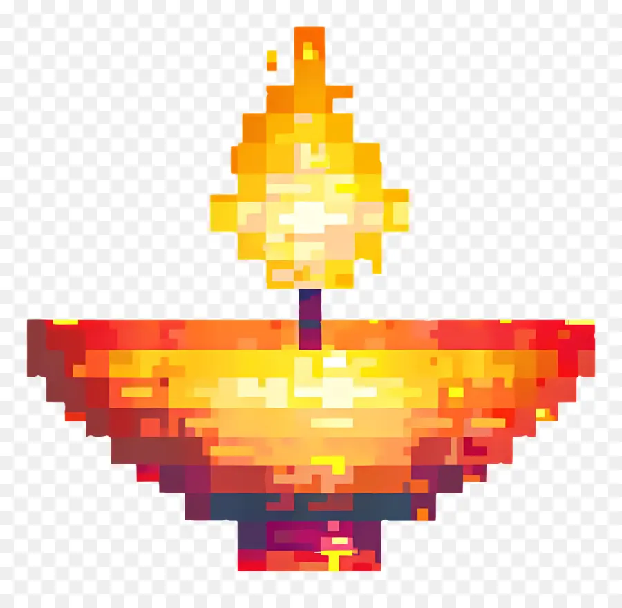 Pixel Diwali Diya，Diya Pixélisée PNG