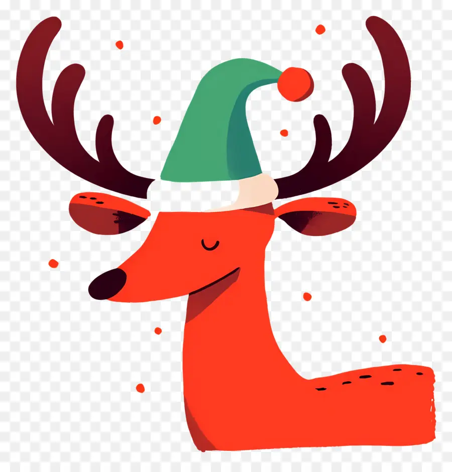 Cerf De Noël，Renne Avec Bonnet De Noel PNG